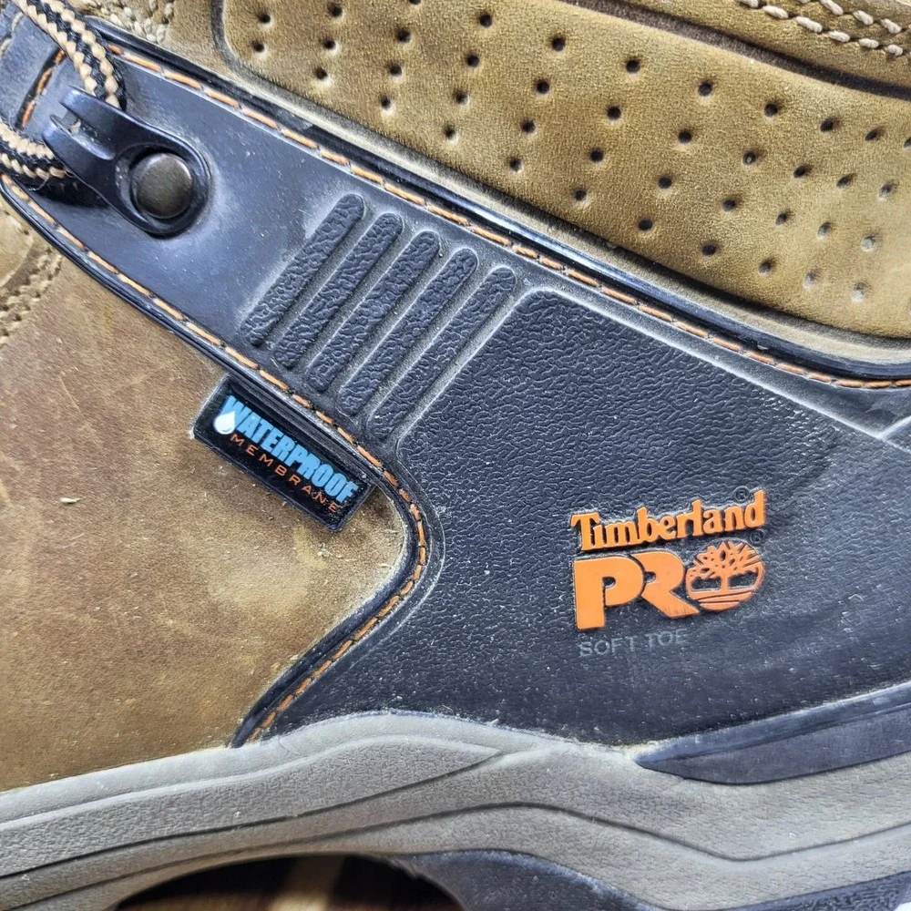 Timberland PRO Hypercharge Mens 14M Waterproof Soft Toe Work Boots Brown A1Q56‎